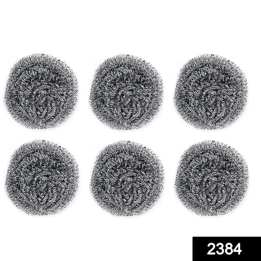2384 Round Shape Stainless Steel Scrubber (Pack of 6) 