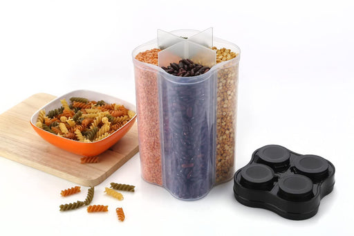 0764B Plastic Lock Food Storage 4 Section Container Jar for Grocery, Fridge Container. 