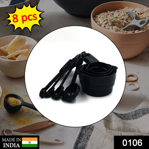 106 Plastic Measuring Cups and Spoons (8 Pcs, Black) Sun Shoppee