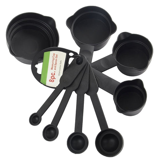 106 Plastic Measuring Cups and Spoons (8 Pcs, Black) Sun Shoppee